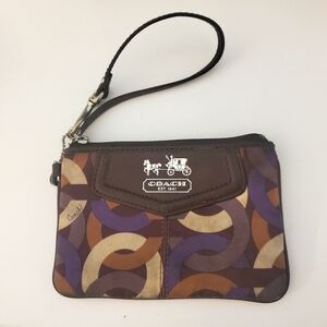 Coach Small Satin Zip Wristlet Pre-Owned Brown/Multicolor